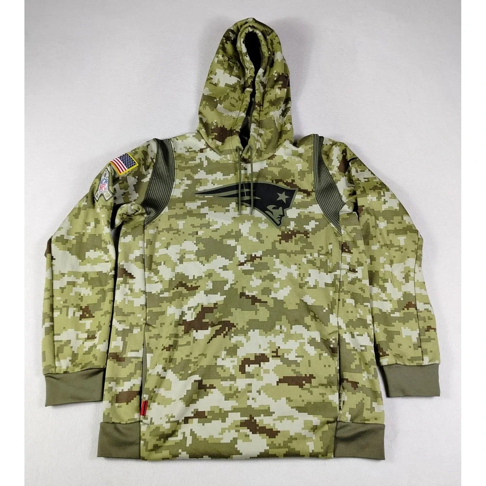 New England Patriots Hoodie Mens Medium Camo NFL Football Nike Dri-FIT‎ On Field